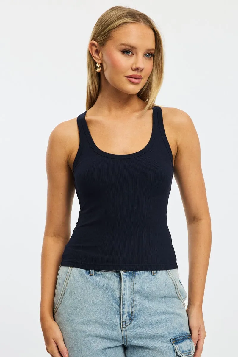 Blue Tank Sleeveless sold by Ally Fashion