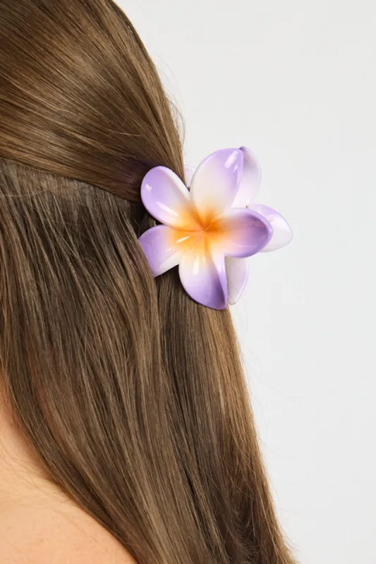 Purple Hibiscus Flower Hair Claw Clip sold by Ally Fashion