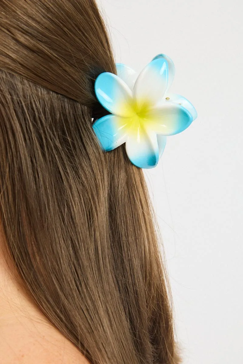 Blue Hibiscus Flower Hair Claw Clip sold by Ally Fashion