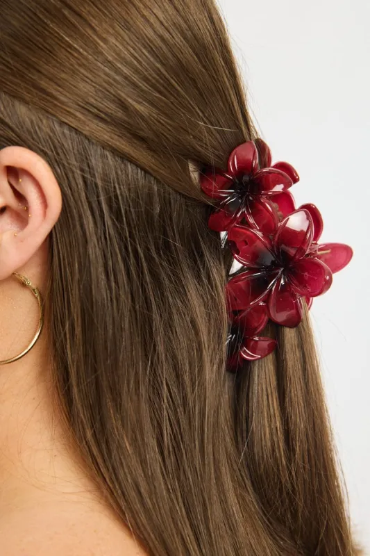Red Flower Claw Clip sold by Ally Fashion