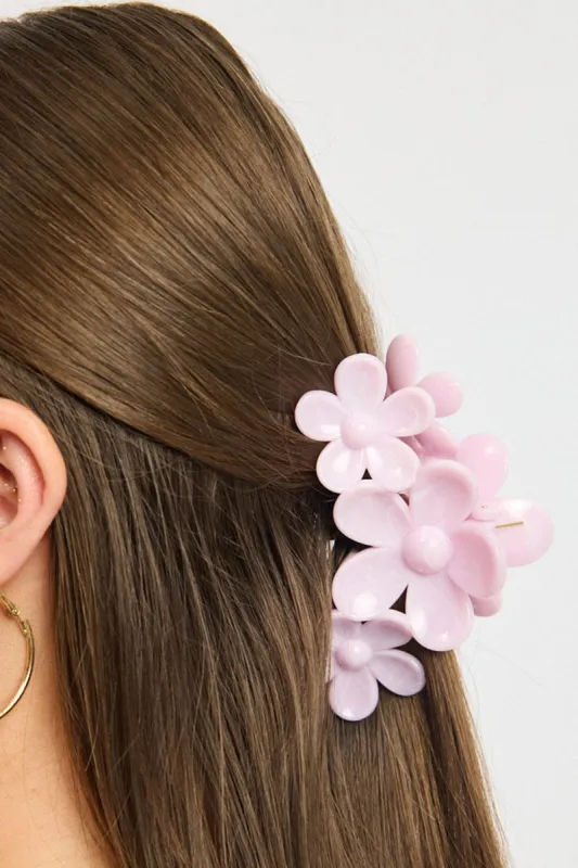 Pink Marbled Flower Claw Clip sold by Ally Fashion