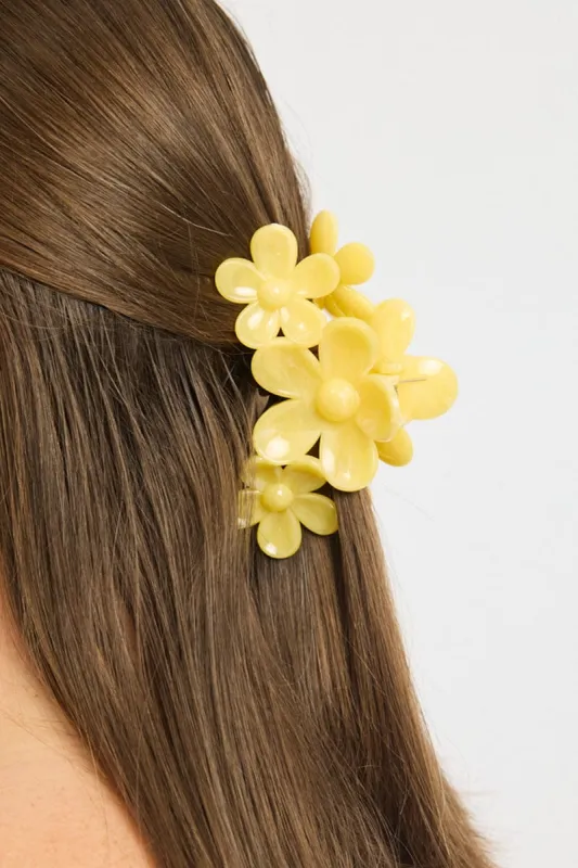 Yellow Marbled Flower Claw Clip sold by Ally Fashion