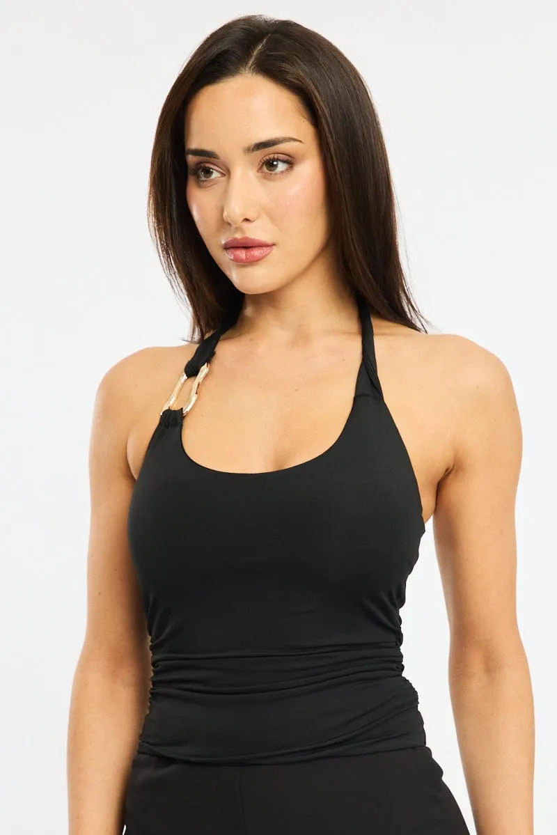 Black Halter Neck Top sold by Ally Fashion