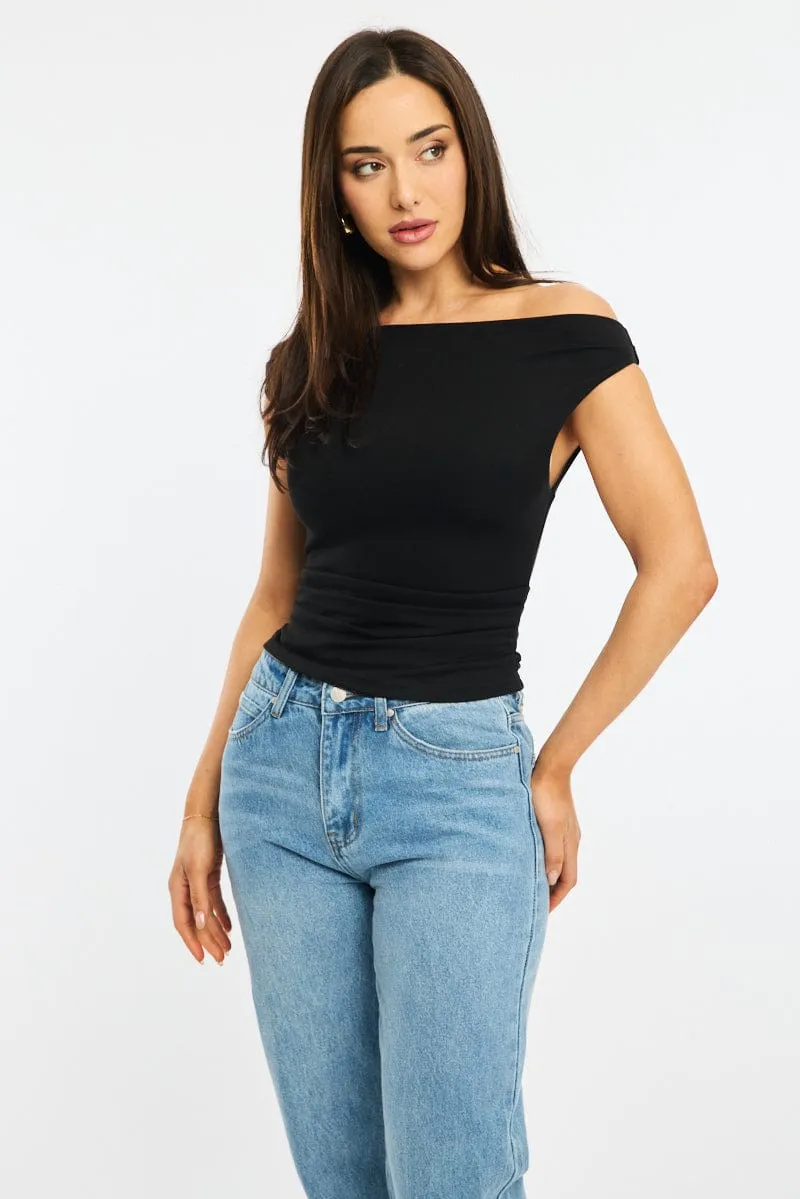 Black Off Shoulder Top sold by Ally Fashion