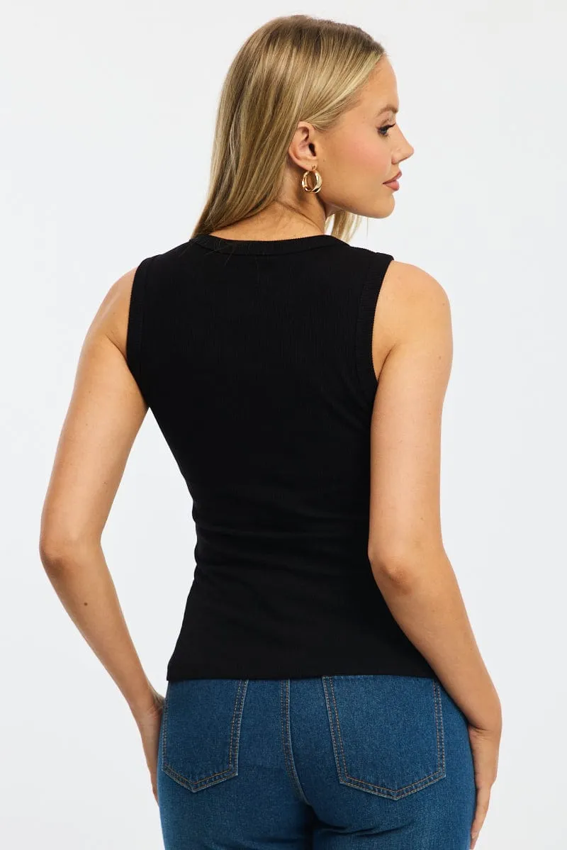 Black Button Front Top Sleeveless sold by Ally Fashion product image thumbnail 4