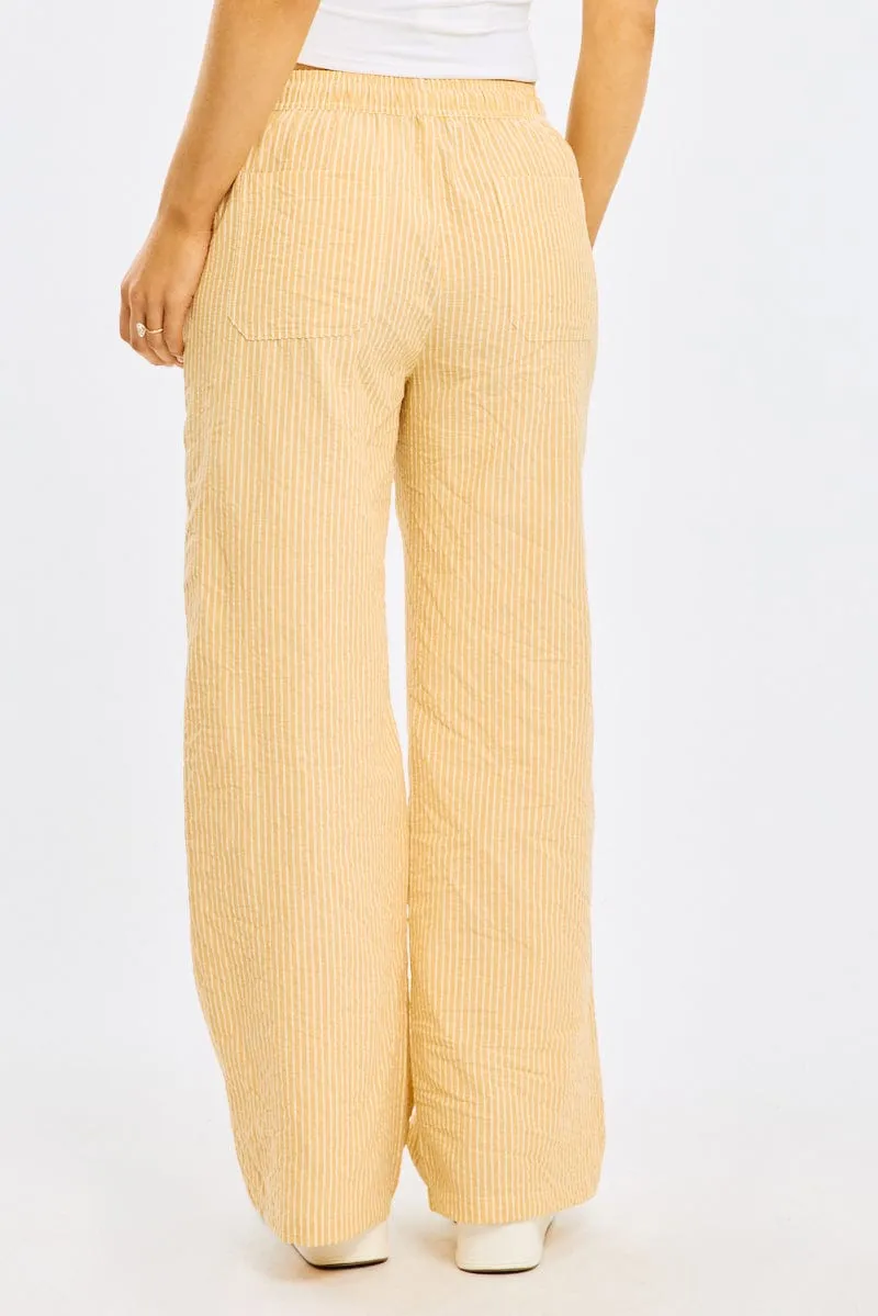 Yellow Stripe Wide Leg Pants Elasticated Waist sold by Ally Fashion product image thumbnail 4