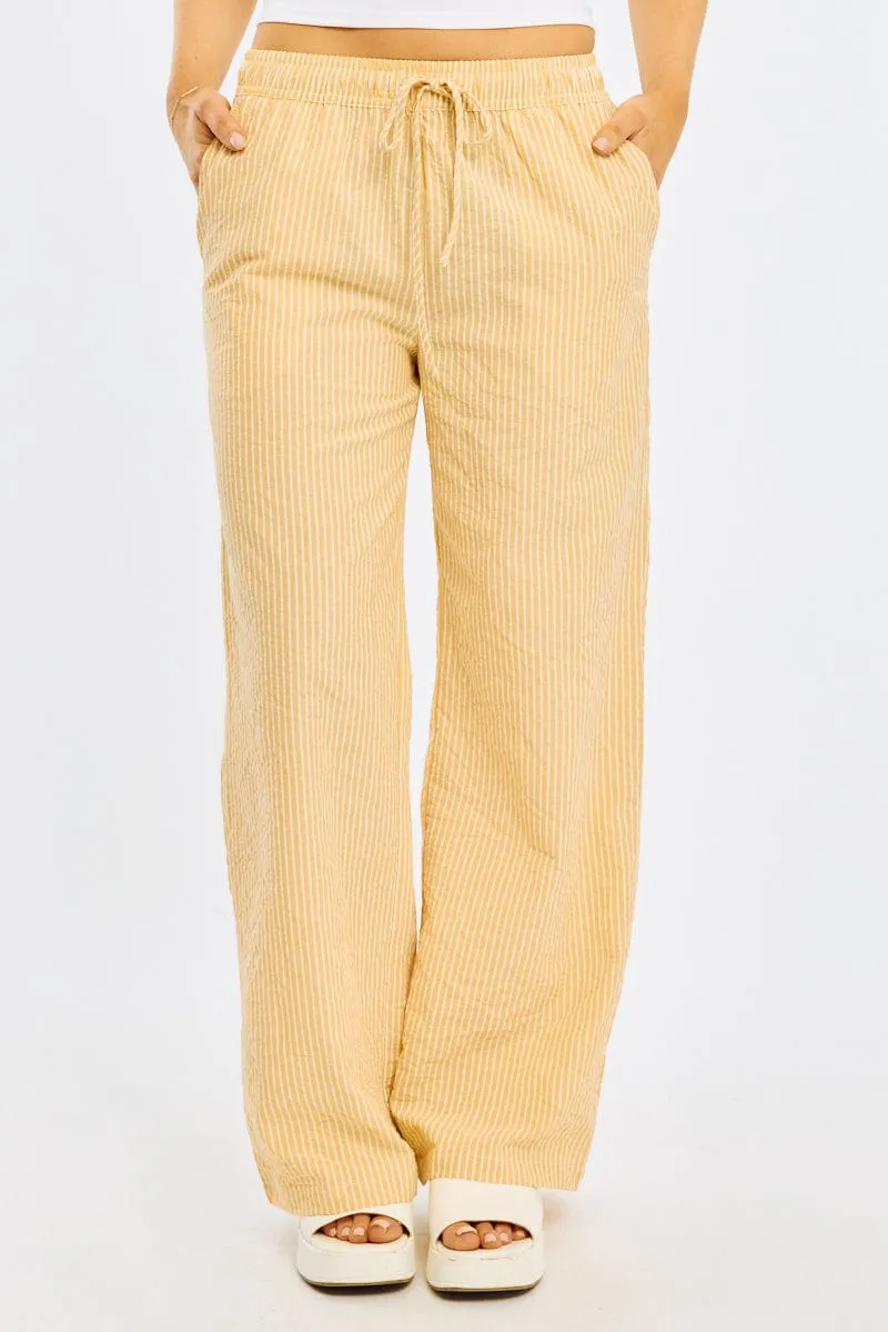 Yellow Stripe Wide Leg Pants Elasticated Waist sold by Ally Fashion product image thumbnail 2