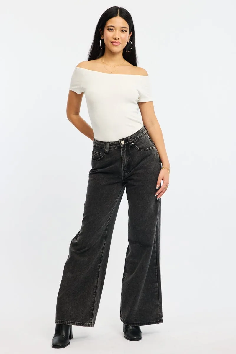 White Off Shoulder Top Rib sold by Ally Fashion product image thumbnail 2
