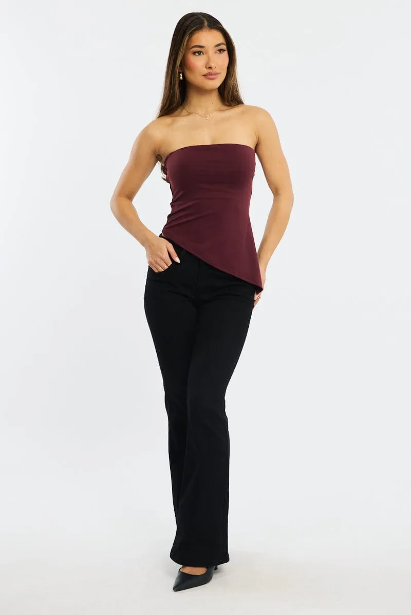 Red Bandeau Top Asymmetric Hem sold by Ally Fashion product image thumbnail 2