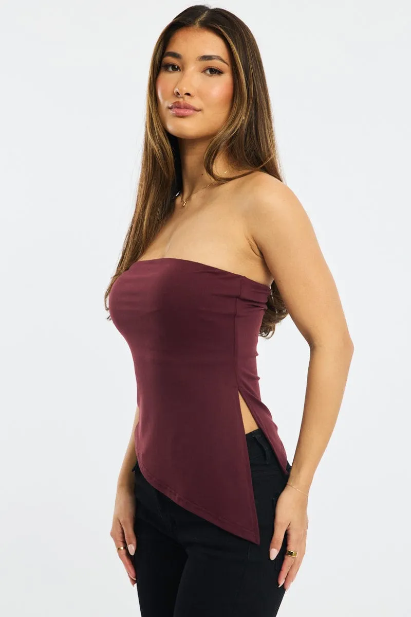 Red Bandeau Top Asymmetric Hem sold by Ally Fashion product image thumbnail 3