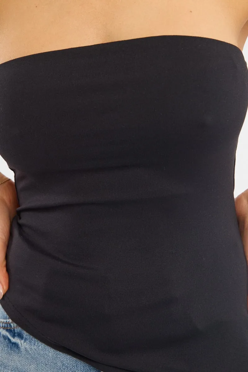 Black Bandeau Top Asymmetric Hem sold by Ally Fashion product image thumbnail 5