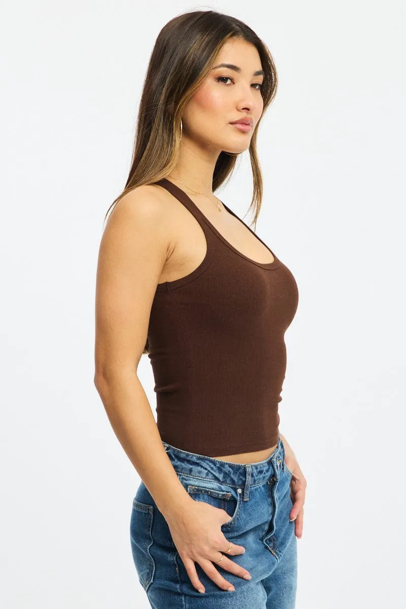 Brown Tank Sleeveless sold by Ally Fashion product image thumbnail 3