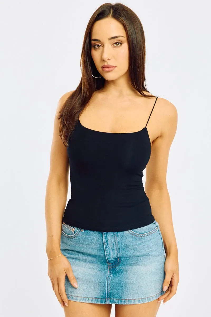 Black Supersoft Singlet Double Layer sold by Ally Fashion