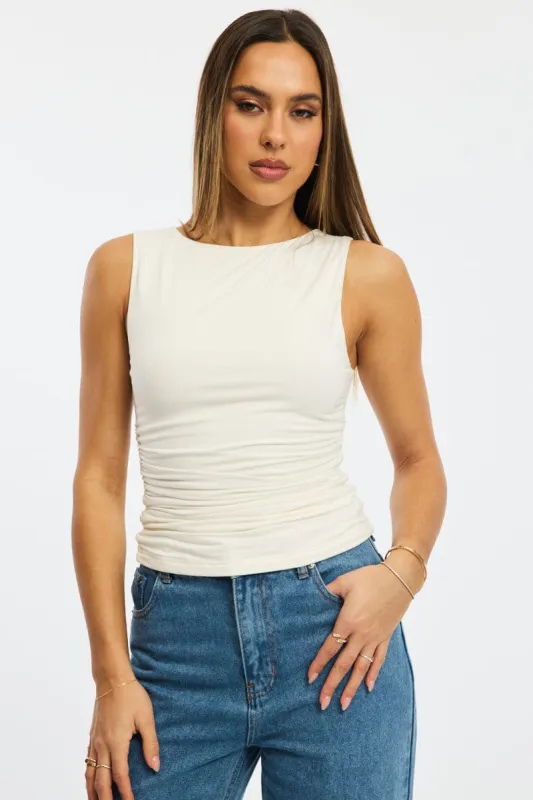 White Supersoft Tank Sleeveless sold by Ally Fashion