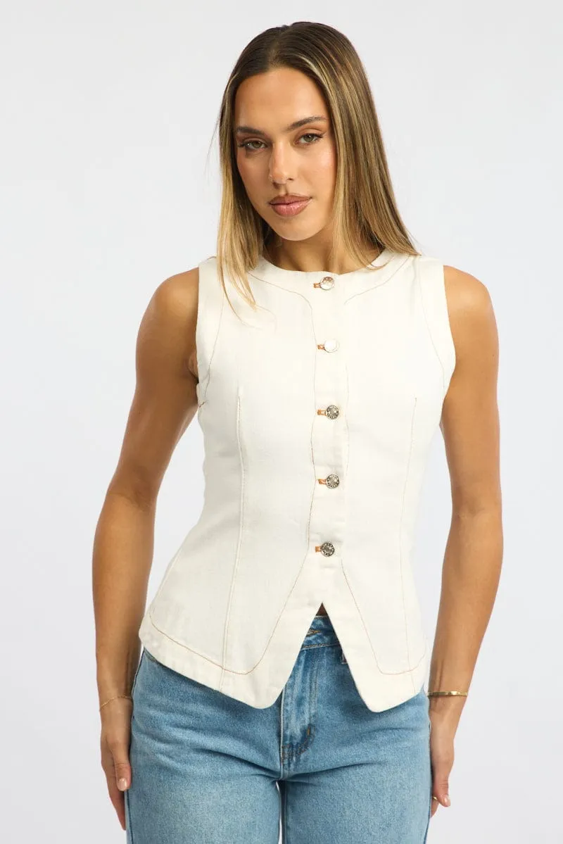 White High Neck Vest sold by Ally Fashion