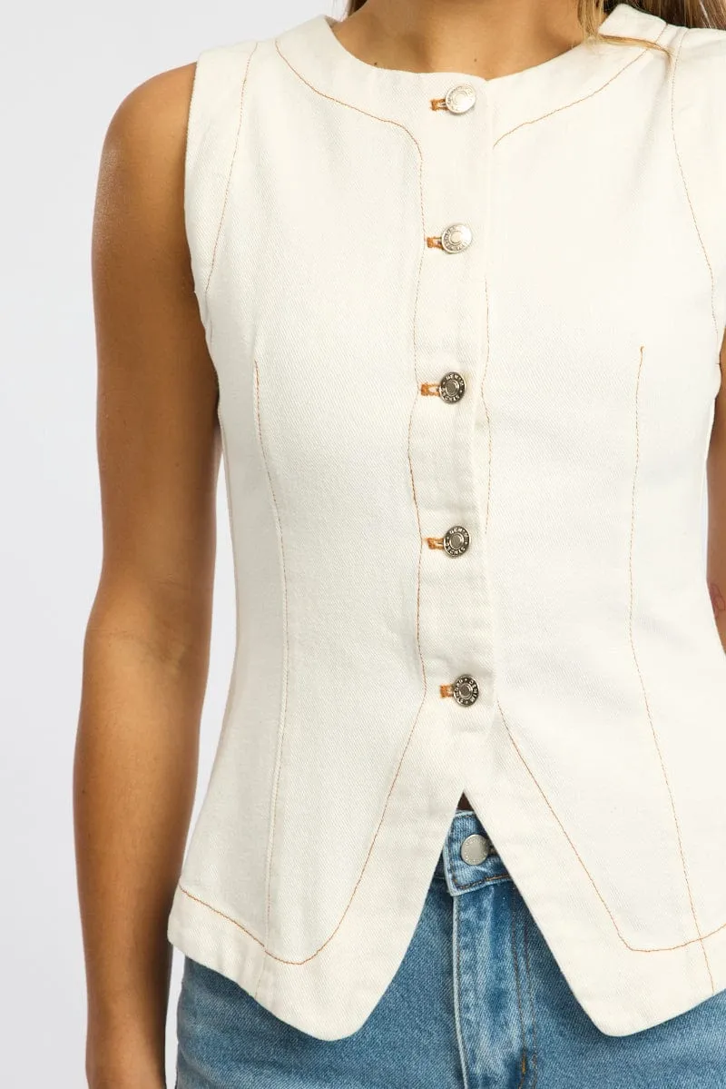 White High Neck Vest sold by Ally Fashion product image thumbnail 5