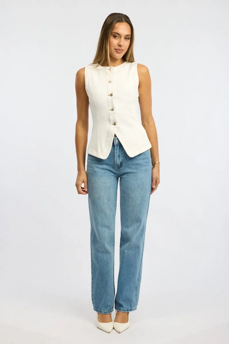 White High Neck Vest sold by Ally Fashion product image thumbnail 2