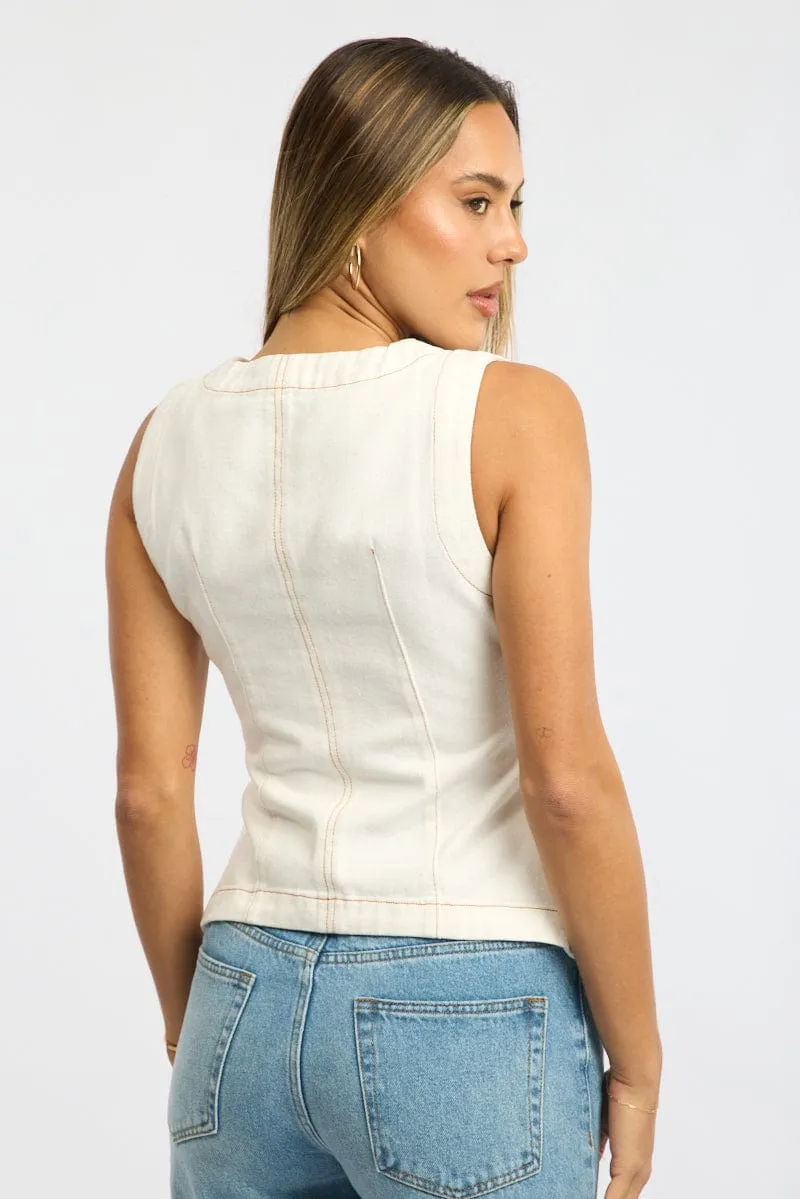 White High Neck Vest sold by Ally Fashion product image thumbnail 4