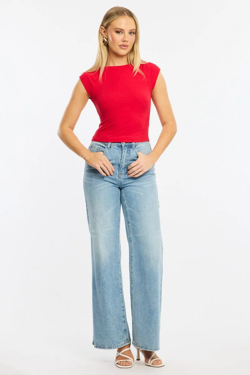 Red Boat Neck Top Short Sleeve sold by Ally Fashion product image thumbnail 4