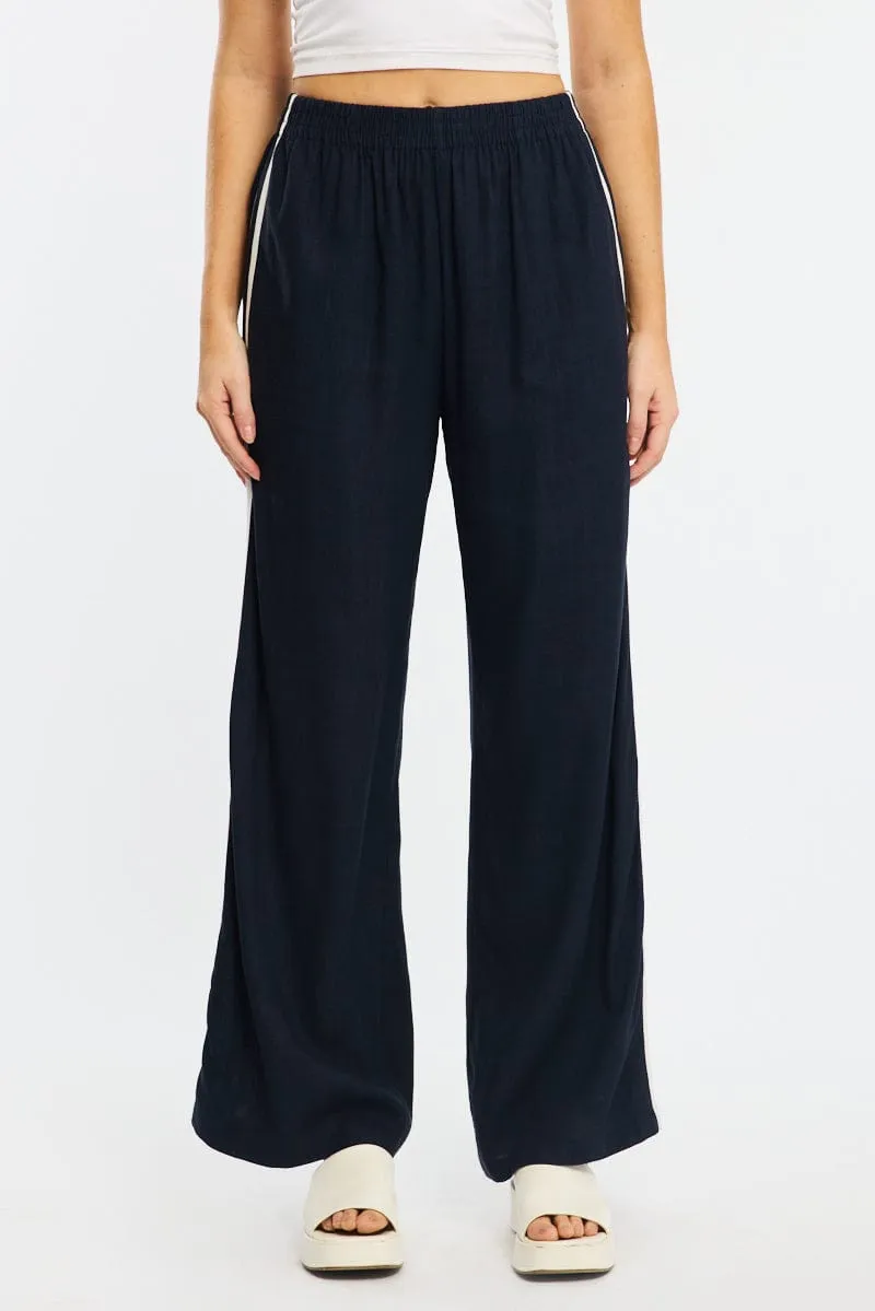 Blue Wide Leg Pants Side Stripe sold by Ally Fashion product image thumbnail 2
