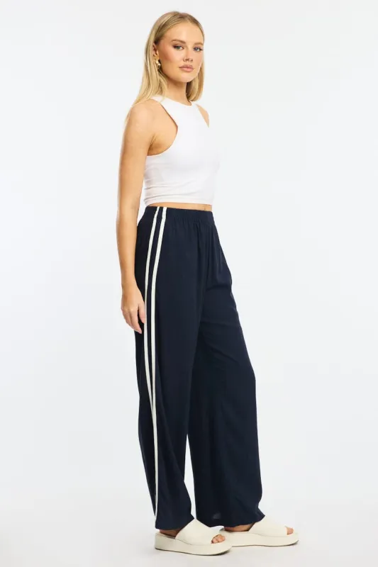 Blue Wide Leg Pants Side Stripe sold by Ally Fashion