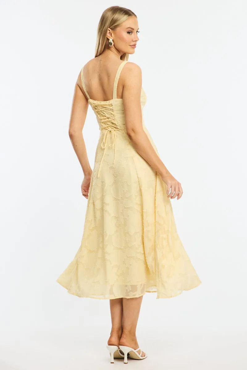 Yellow Midi Dress Burn Out sold by Ally Fashion product image thumbnail 4
