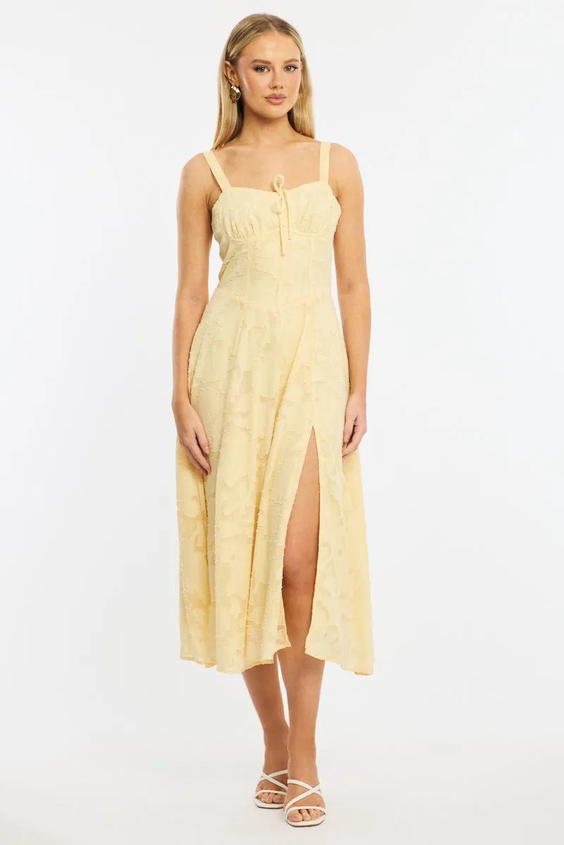 Yellow Midi Dress Burn Out sold by Ally Fashion