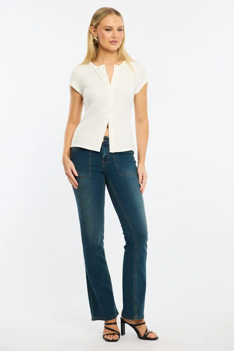 White Button Front Top Short Sleeve sold by Ally Fashion product image thumbnail 2