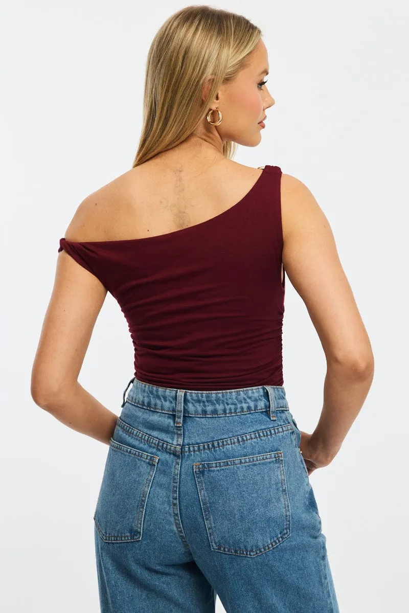 Red One Shoulder Bodysuit sold by Ally Fashion product image thumbnail 5