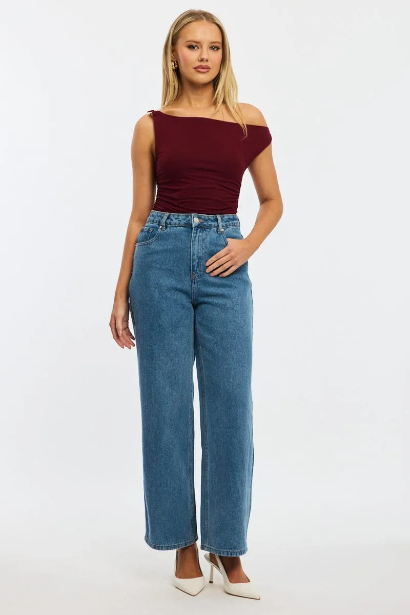 Red One Shoulder Bodysuit sold by Ally Fashion product image thumbnail 3