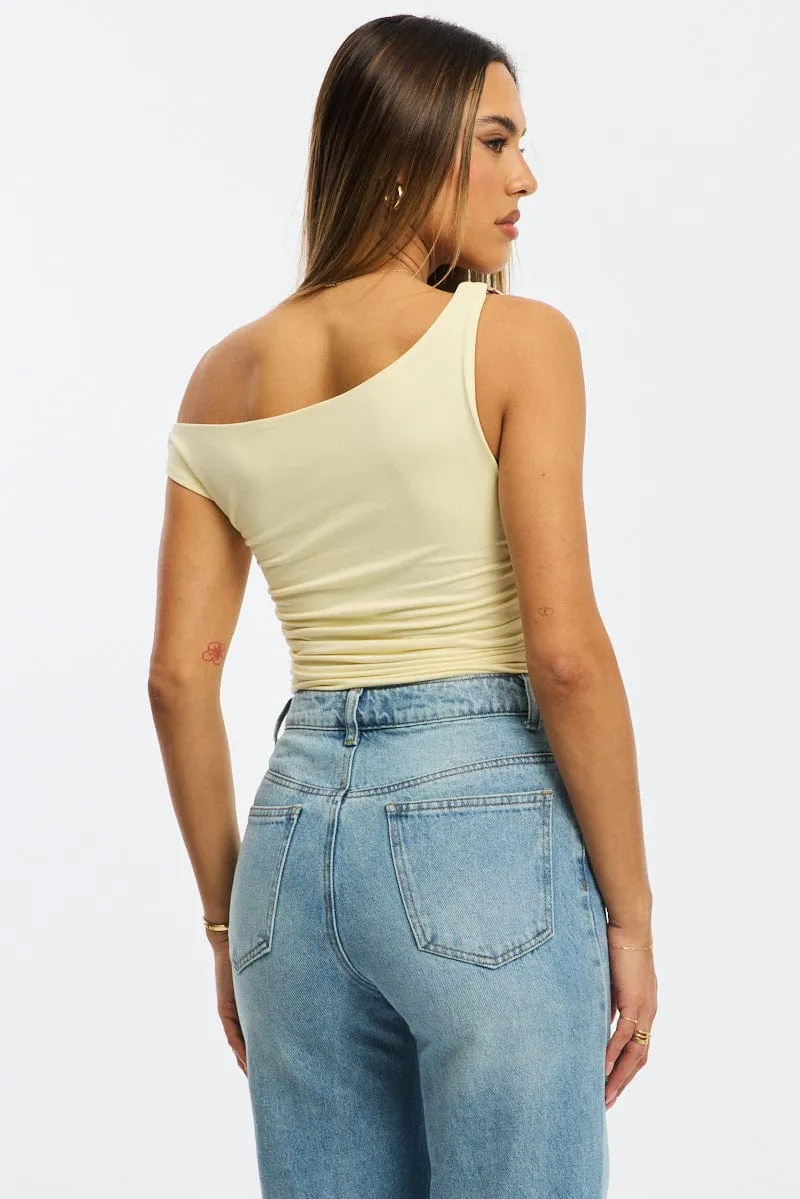 Yellow One Shoulder Bodysuit sold by Ally Fashion product image thumbnail 5