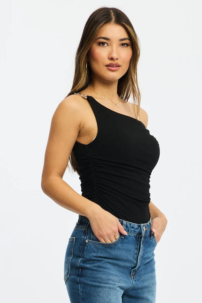 Black One Shoulder Bodysuit sold by Ally Fashion product image thumbnail 3