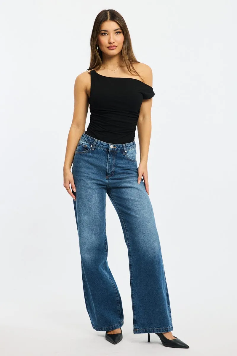 Black One Shoulder Bodysuit sold by Ally Fashion product image thumbnail 2