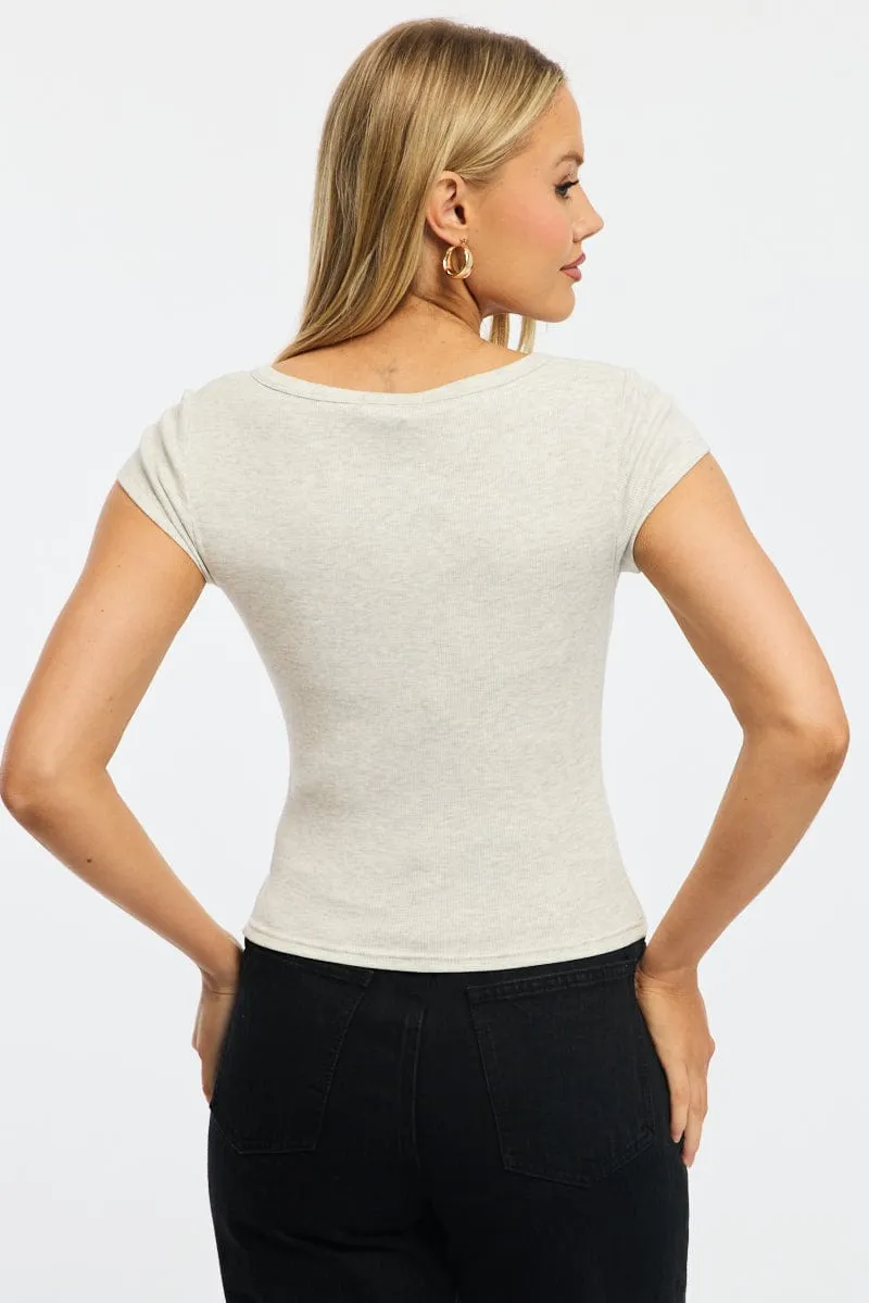 Grey Button Down Tee Short Sleeve Rib sold by Ally Fashion product image thumbnail 4