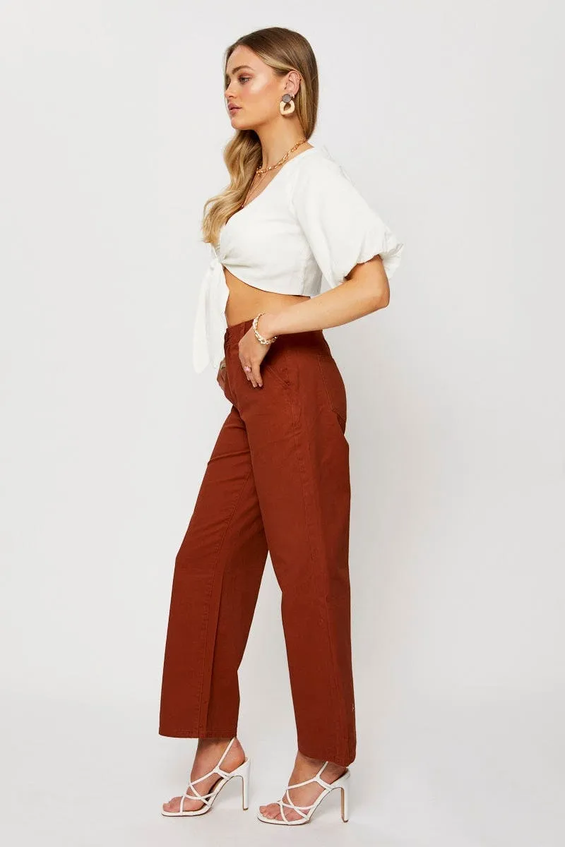 Beige Pants Wide Leg Cotton sold by Ally Fashion product image thumbnail 3