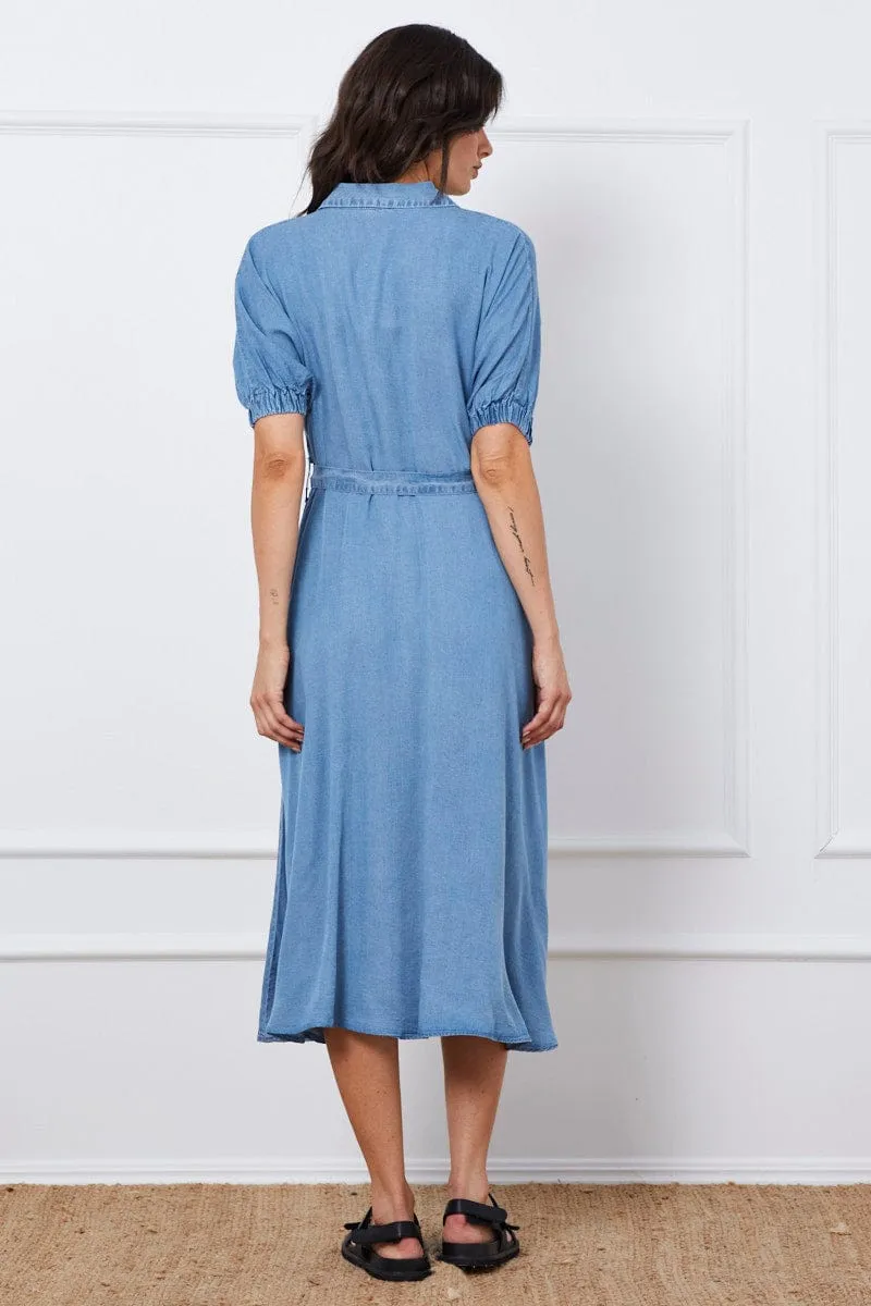 Blue A Line Dress Short Sleeve Maxi sold by Ally Fashion product image thumbnail 5