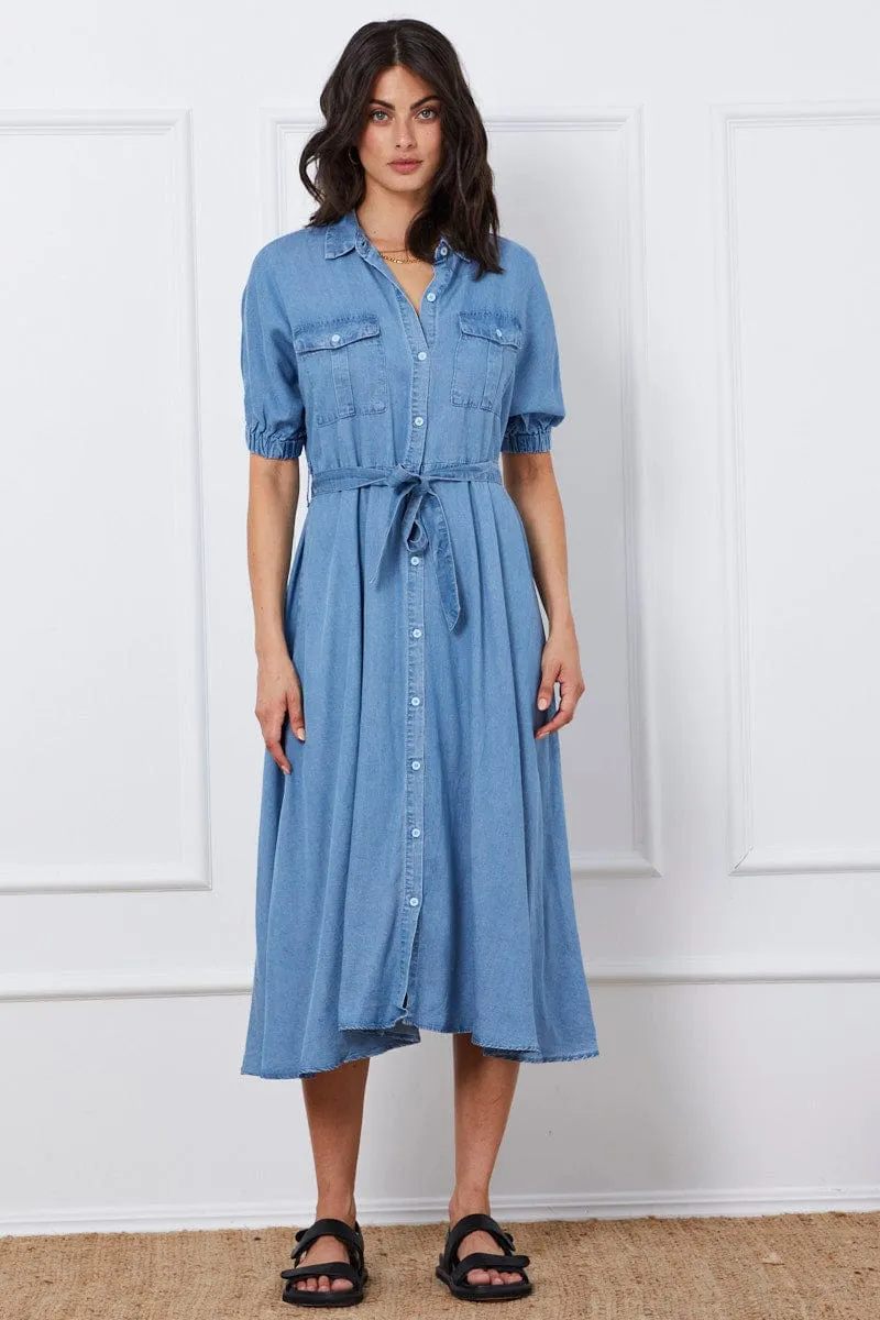 Blue A Line Dress Short Sleeve Maxi sold by Ally Fashion product image thumbnail 3