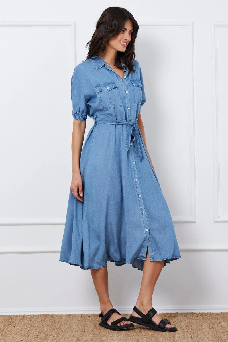 Blue A Line Dress Short Sleeve Maxi sold by Ally Fashion product image thumbnail 4