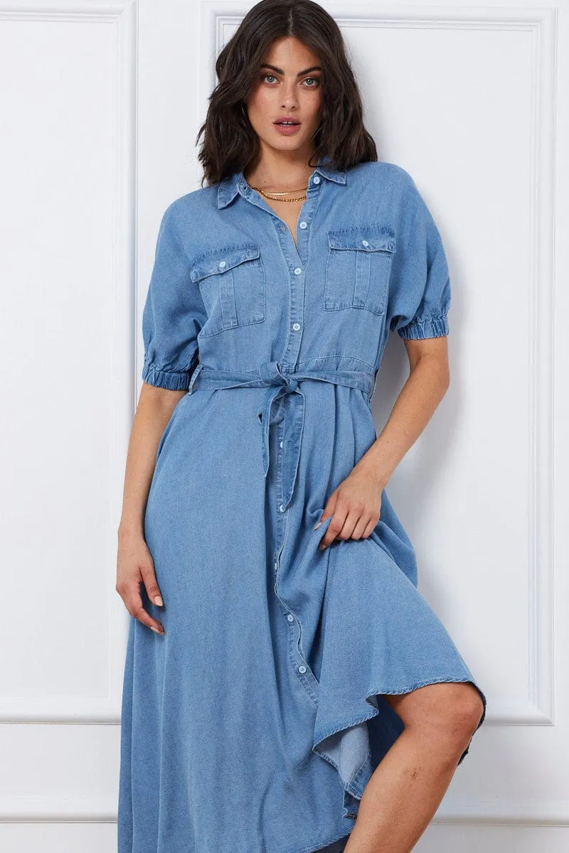 Blue A Line Dress Short Sleeve Maxi sold by Ally Fashion product image thumbnail 2