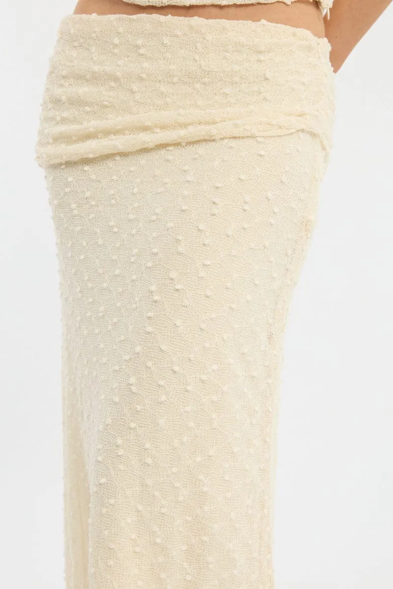 Yellow Maxi Skirt Textured Gathered Waist Stretch Lined sold by Ally Fashion product image thumbnail 5