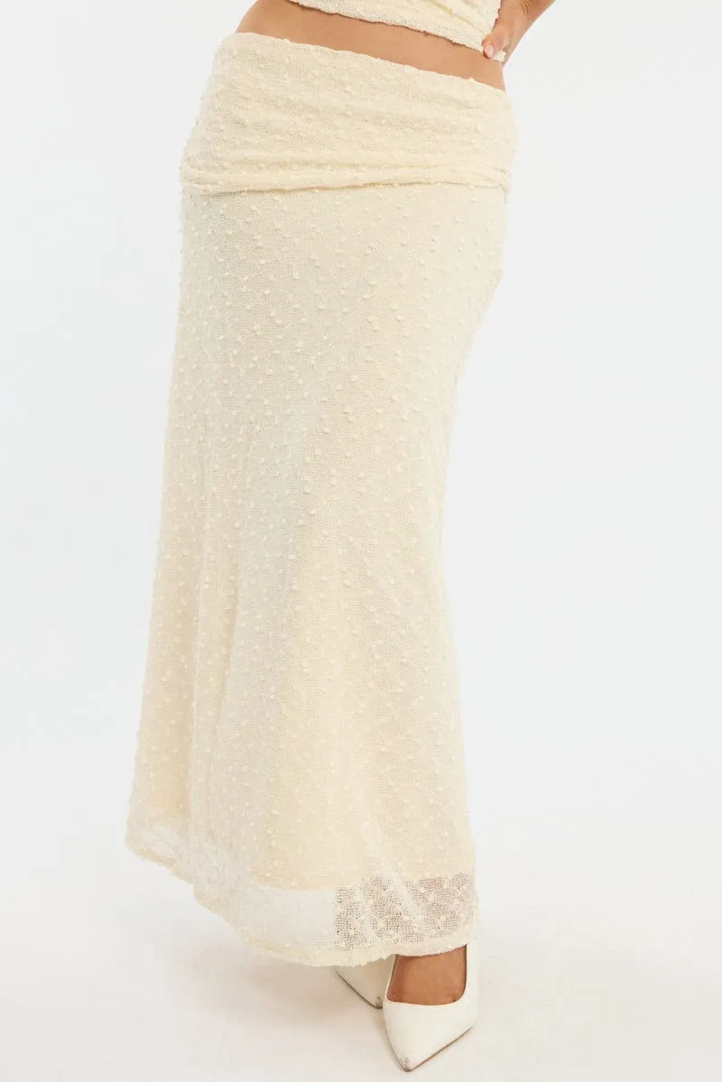 Yellow Maxi Skirt Textured Gathered Waist Stretch Lined sold by Ally Fashion product image thumbnail 2