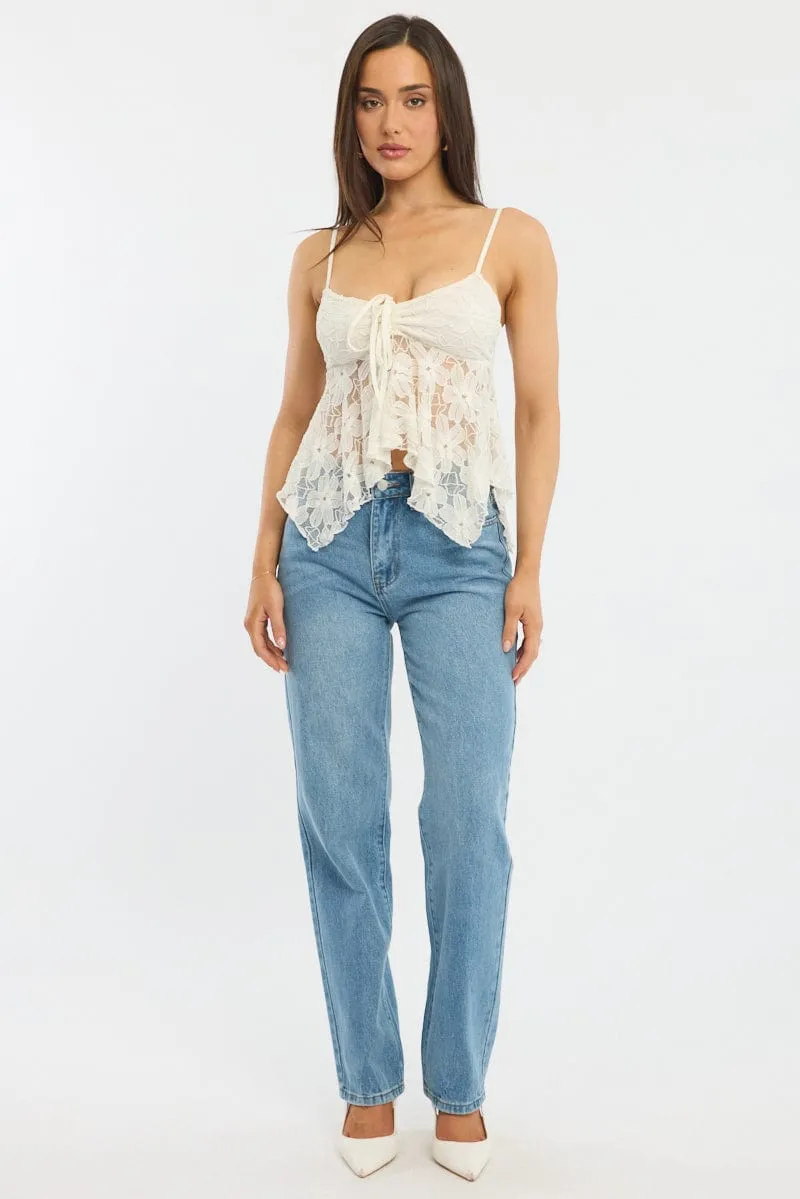 White Singlet Top Lace sold by Ally Fashion product image thumbnail 2