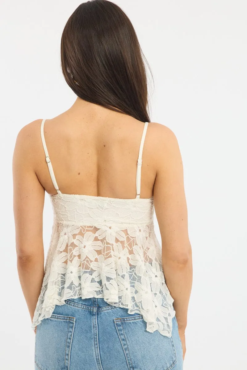 White Singlet Top Lace sold by Ally Fashion product image thumbnail 4