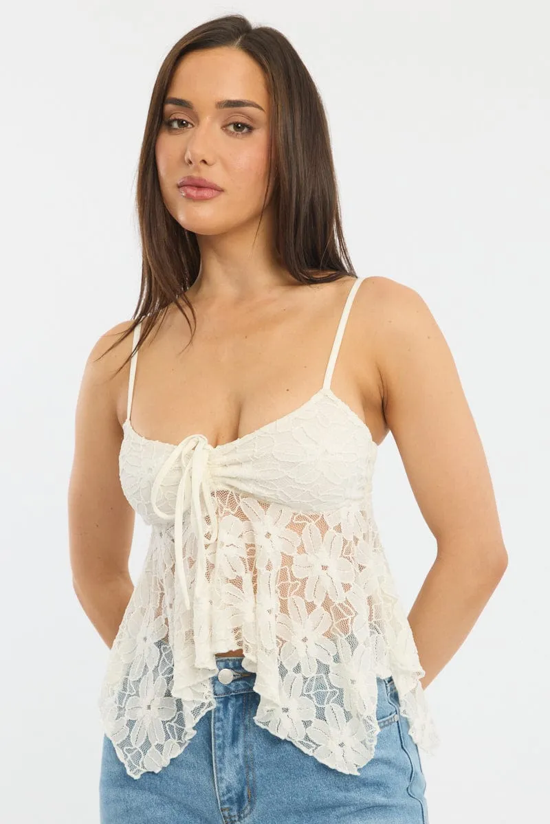 White Singlet Top Lace sold by Ally Fashion