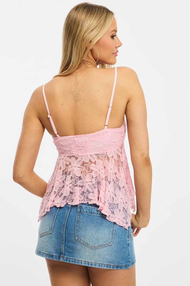 Pink Singlet Top Lace sold by Ally Fashion product image thumbnail 4