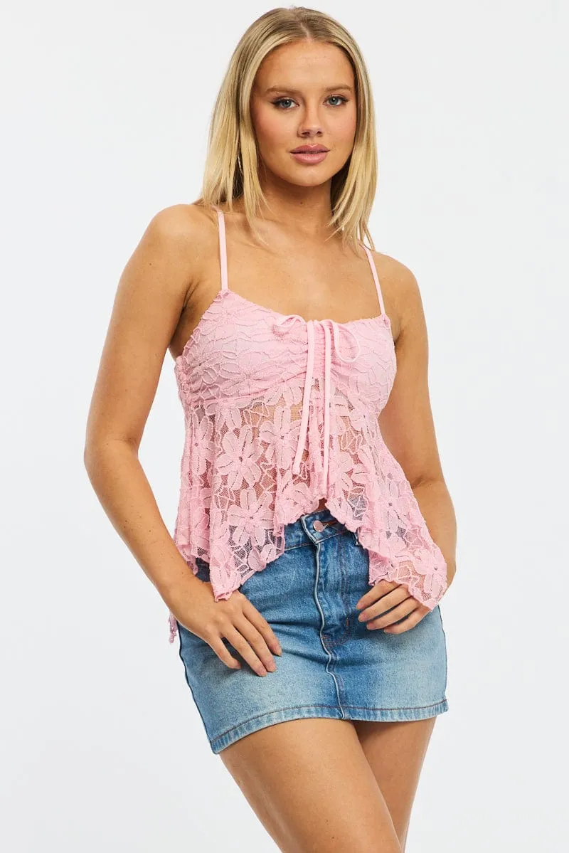 Pink Singlet Top Lace sold by Ally Fashion