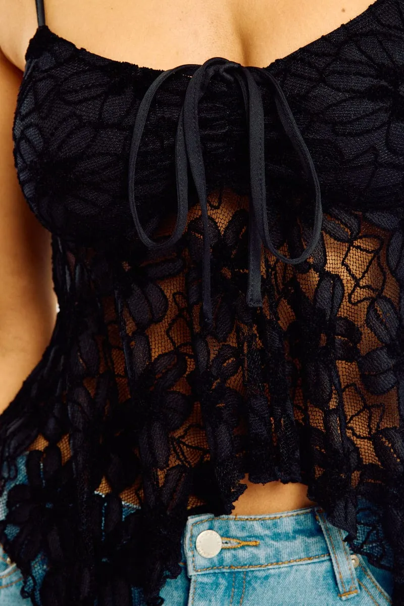Black Singlet Top Lace sold by Ally Fashion product image thumbnail 5