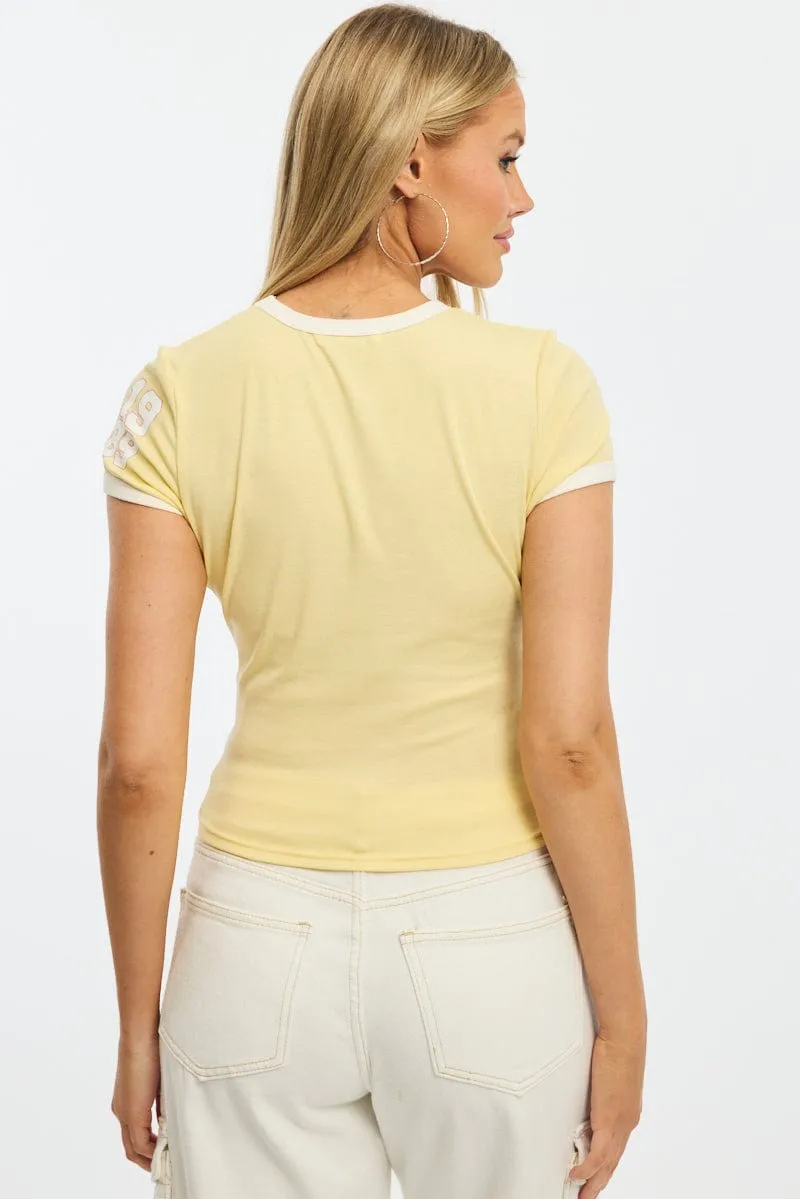 Yellow Graphic Tee Short Sleeve sold by Ally Fashion product image thumbnail 4