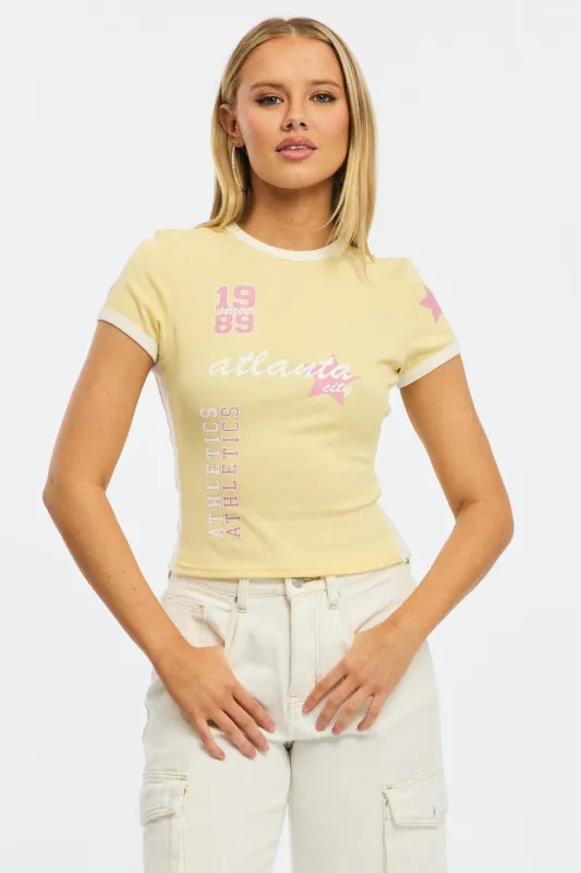 Yellow Graphic Tee Short Sleeve sold by Ally Fashion
