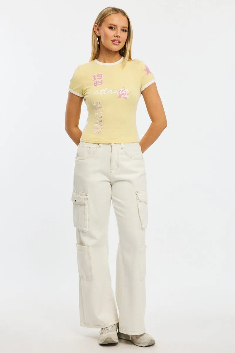 Yellow Graphic Tee Short Sleeve sold by Ally Fashion product image thumbnail 2